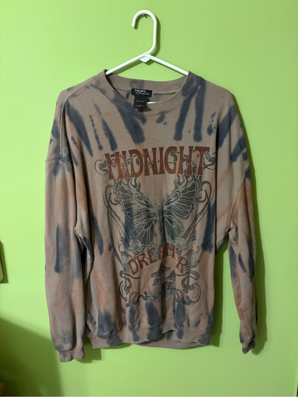 Midnight Dreamer Bleach Tie-Dye Crewneck Oversized Sweatshirt